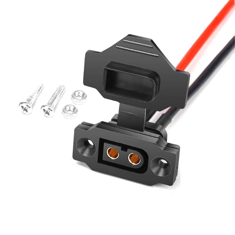 XT60E-F Female Connector for RC Models - Black with Dust Cover, 2.5mm Wire 15cm, 35A Rated Current, IP40, DC 500V, UL94 V0 Flame Retardant, for RC Batteries/Motors
