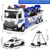 Crane Tow Truck Toy for Car Truck Rescue Police Pickup Road Clearance Vehicle Construction Vehicles Lights Sounds Christmas Birthday Easter Gift for Kids Boys 3 4 5 6 7 8 Years Old Double Hook view 3