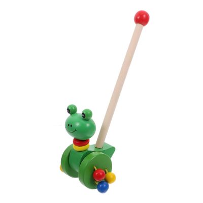 COOLHIYA Walker Push Animal Pushing Cart Cartoon Amphibian Style Safe Wood Material Support Stability for Boy Girl Learning to Walk Birthday Christmas