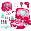 Disne Frozen Girls Makeup Role-Playing Set: 3-in-1 Beauty Luggage with Fashion Accessories, Made of Safe ABS Material, Princess Role-Playing Toy for Girls, Birthday Gifts (Red) view 1