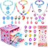 BEKALERZ Play Jewelry Set for Girls, Princess Dress Up Toddler Jewelry Toys with Rings & Earrings, Unicorn Costume Jewelry Gift for Ages 3-8, Perfect for Birthday or Christmas view 1