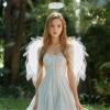3D Angel Wings Halo Headband Set,Realistic Fairy Wings Halo Fancy Dress for Halloween Carnival Costume Party (White) view 3