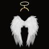 Angel Wings Glowing Halo Headband Set,Realistic Fairy Wings Halo Fancy Dress for Halloween Carnival Costume Party (Yellow) view 1