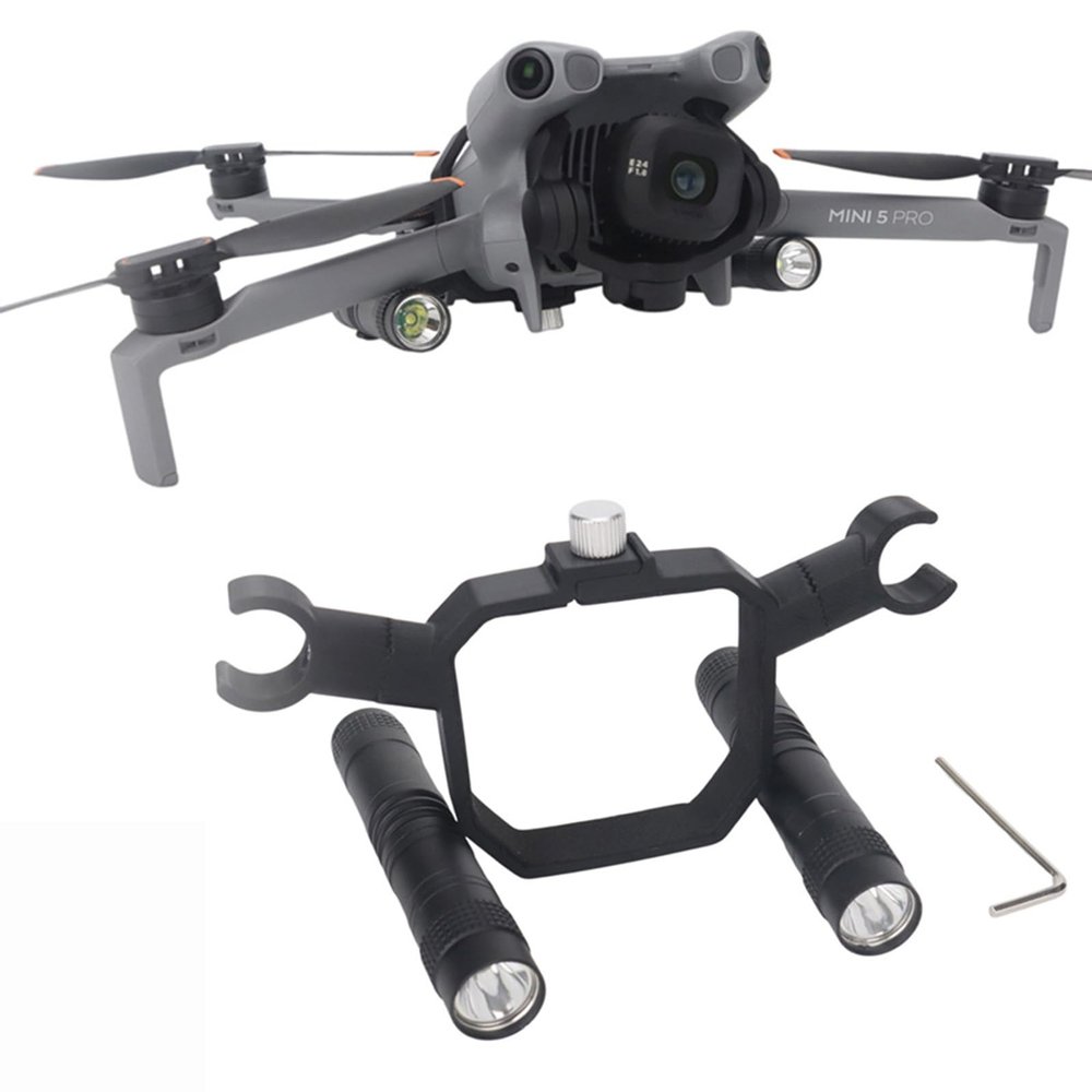 OURHZTB LED Headlight Night Flight Light for DJI Mini 5 Pro Accessories, Drone Night Navigation Searchlight Fill Light Spotlight Dual Flashlight with Mount Bracket Holder