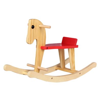 LALADEFIEE Wooden Rocking Horse Chair for Safe Natural Material Riding Easy to Assemble Educational Horse-Shaped Plaything for