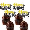 12Pc Happy Birthday Cupake Toppers, Elegant Cupcake Decorations Black and Gold Glitter with Stars Cupake Toppers for Birthdays, Baby Showers & Anniversaries Cupake Decorations Supplies view 1