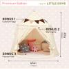 Play Tent with Padded Mat, Star Lights and Flags, Large Playhouse Kids Castle Tents, Indoor Outdoor Game Tent, Portable Children Yurt Tents, Gift for Boys & Girls, 47''x45'', Cream view 4