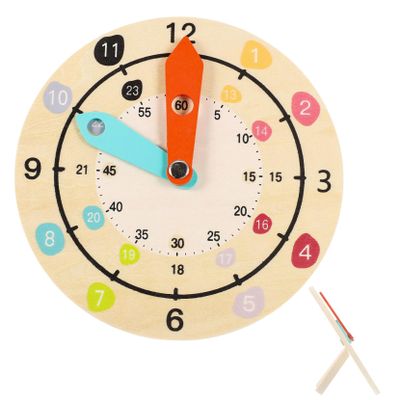 COOLHIYA Multifunctional Wooden Clock for Learning and Color Recognition Educational Preschool Teaching Clock Cartoon Style for Intellectual Development and Rule Understanding