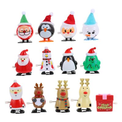 COOLHIYA 13Pcs Christmas Wind-up Santa Reindeer Cartoon Clockwork Educational for Holiday Party Favors Family Fun Coordination Development