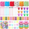 122 Pcs Paw Print Party Favors, Blue Puppy Theme Birthday Decorations for Girl with Orange Blue Dog Paw Goodie Bags Stuffers Stickers Mochi Squishy Toys Pen Notebook, Back to School Gifts for Kids view 1