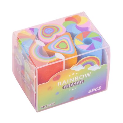 6 Colorful Heart Erasers Easy-Clean Painting School Accessories Pencil Eraser Students Art & Study Use Pencil Love Heart Eraser Rainbow School Supplies for Kids