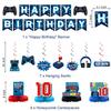 10th Birthday Decorations for Boys, Blue Video Game Party Decorations, Level 10 Backdrop, Banner, Hanging Swirls, Honeycomb Centerpieces, Foil & Latex Balloons for 10 Years Old Boy Birthday Decor view 2