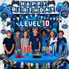 10th Birthday Decorations for Boys, Blue Video Game Party Decorations, Level 10 Backdrop, Banner, Hanging Swirls, Honeycomb Centerpieces, Foil & Latex Balloons for 10 Years Old Boy Birthday Decor view 4