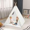 Foldable Kids Tent, Spacious Kids Play Tent with Light and Mat, Children Teepee Tent for Girls or Boys (White) view 4