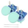 Totority 2 Sets Suction Bowls with Lids and Spoon Unbreakable Feeding Bowls Microwave Safe PP Material Easy to Wash Turquoise Cartoon Design for Boy Girl view 1