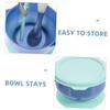 Totority 2 Sets Suction Bowls with Lids and Spoon Unbreakable Feeding Bowls Microwave Safe PP Material Easy to Wash Turquoise Cartoon Design for Boy Girl view 3