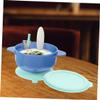 Totority 2 Sets Suction Bowls with Lids and Spoon Unbreakable Feeding Bowls Microwave Safe PP Material Easy to Wash Turquoise Cartoon Design for Boy Girl view 4