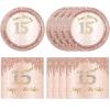 15th Birthday Decorations for Girls,15th Birthday Plates and Napkins,Rose Gold 15 Year Old Birthday Tableware 15 Party Table Decorations Supplies,Disposable 7'' Paper Plates, Napkins for Teen Party view 1