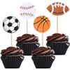 12PCS Sports Cupcake Toppers, Football/Basketball/Baseball/Rugby Cupcake Topper Set, Sports Themed Birthday Party Dessert Decorations view 1