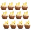 12PCS 3D Golden Paper Butterfly Cupcake Toppers, Exquisite Butterfly Cake Decorations, wedding & birthday party Decoration view 1