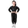 2Pcs Girls Dance Outfits Cropped Sequin Jacket Pants Set, Kids Hip Hop Dance Costumes for 80s 90s (Black, 3-4 Years) view 1
