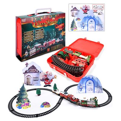 Aoaoy Christmas Train Set, Electric Train Set Classic Rail Compartment Toys with Light Music for Christmas Tree Decoration Gifts (Multicolor)