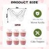 12PCS Silver Paper Butterfly Cupcake Toppers, 3D Butterfly Wedding Birthday Cake Decor, Suitable for Photography Background, Dessert Table and Refrigerator Stickers view 4