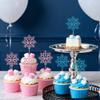 12PCS Snowflake Gender Reveal Cupcake Topper Set, Pink and Blue Glitter Snowflake Cake Decorations, No Assembly Baby Shower Cupcake Picks view 2