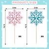 12PCS Snowflake Gender Reveal Cupcake Topper Set, Pink and Blue Glitter Snowflake Cake Decorations, No Assembly Baby Shower Cupcake Picks view 4