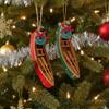 Wooden Canoe With Wreath Ornaments, 2 Assorted view 2