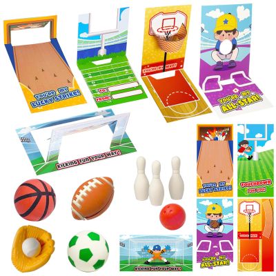 30 Pcs Valentines Cards for Kids with Sports Ball Erasers, 5 Design Valentine Sports Erasers with Valentines Cards, Kids Valentines Classroom Exchange Prizes Party Favor, Boys Valentines Gift