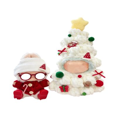 MOFABIA Clothes for 17cm Doll, 6 pcs Set Doll's Christmas Outfits Hat Glassses Sweater Shoes Christmas Tree Cosplay Accessories Adorable Dolls Clothes (No Doll) (Christmas Red&White)