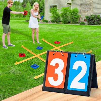 Giant Tic Tac Toe Outdoor Game 4ft x 4ft Portable Bean Bag Toss for Family Kids and Adults with Tabletop Scoreboard Yard Game Set in Yellow