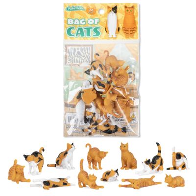 Archie McPhee Cat Lover/Crazy Cat Lady Bag of 12 Miniature Soft Vinyl Cats (Orange)