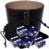 Authentic Casino Dice w/Pouch + Genuine Leather Cup Wide Opening (No Lining Natural, Las Vegas Planet Hollywood Blue Polished) view 1