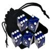 Authentic Casino Dice w/Pouch + Genuine Leather Cup Wide Opening (No Lining Natural, Las Vegas Planet Hollywood Blue Polished) view 2