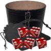 Authentic Casino Dice w/Pouch + Genuine Leather Cup Wide Opening (No Lining Natural, Lake Tahoe Harvey's Red Polished) view 1