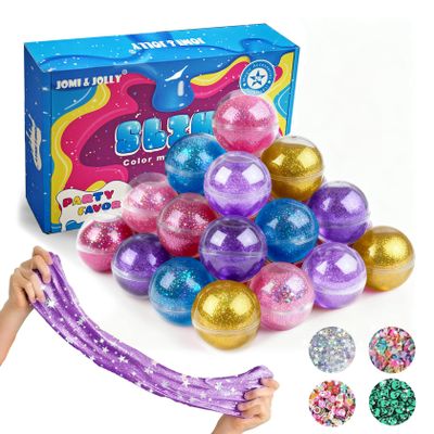 24 Pack Slime Valentines for Kids -No Messy Glitter Clear Slime Kit for Girls 8-12 with Sequins, Non Sticky Stress Relief Toy for Kid & Adult, Princess Toys, Party Favors, Classroom Prizes