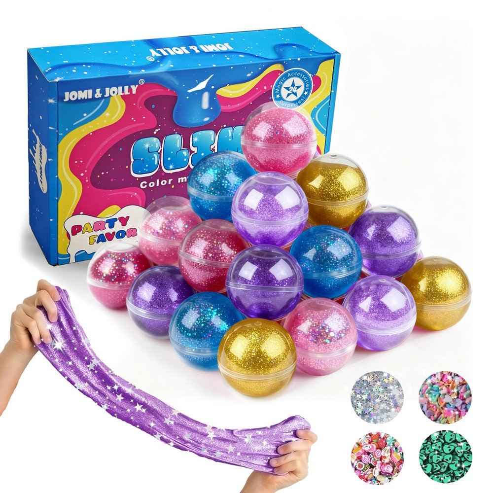24 Pack Slime Valentines for Kids -No Messy Glitter Clear Slime Kit for Girls 8-12 with Sequins, Non Sticky Stress Relief Toy for Kid & Adult, Princess Toys, Party Favors, Classroom Prizes