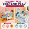 FUNERICA Dollhouse Family People Figures with Miniature Dollhouse Furniture and Accessories (Bed & Bath Family Set) view 2