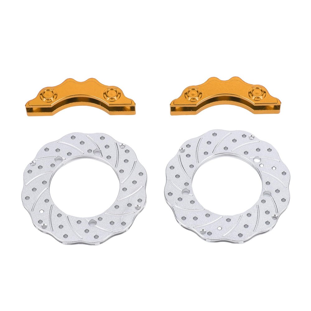 JTLB RC Car Brake Disc and Caliper Set High Simulation Aluminum Alloy Brake Discs RC Crawler Brake Disc (Gold)