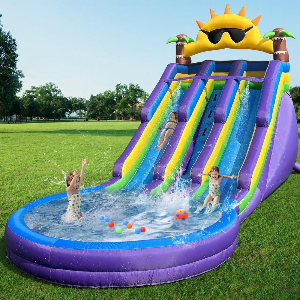 21FT Commercial Grade Water Slide for KidsPVC+Oxford Materials and 550W Blower (Enhanced Version),with Big Airtight Splash Water Pool,Bounce House for Party Fun(Sunglasses)
