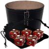 Authentic Casino Dice w/Pouch + Genuine Leather Cup Wide Opening (No Lining Natural, Reno Atlantis Red Polished) view 1