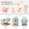 labebe Baby Rocking Horse, Blue Squirrel Rocking Horse for Toddler 1-3 Age Boy&Girl, Plush Rocking Squirrel with Seatbelt for 6 Months Babies, Children Ride-on Toy Wooden Animal Rocker view 4