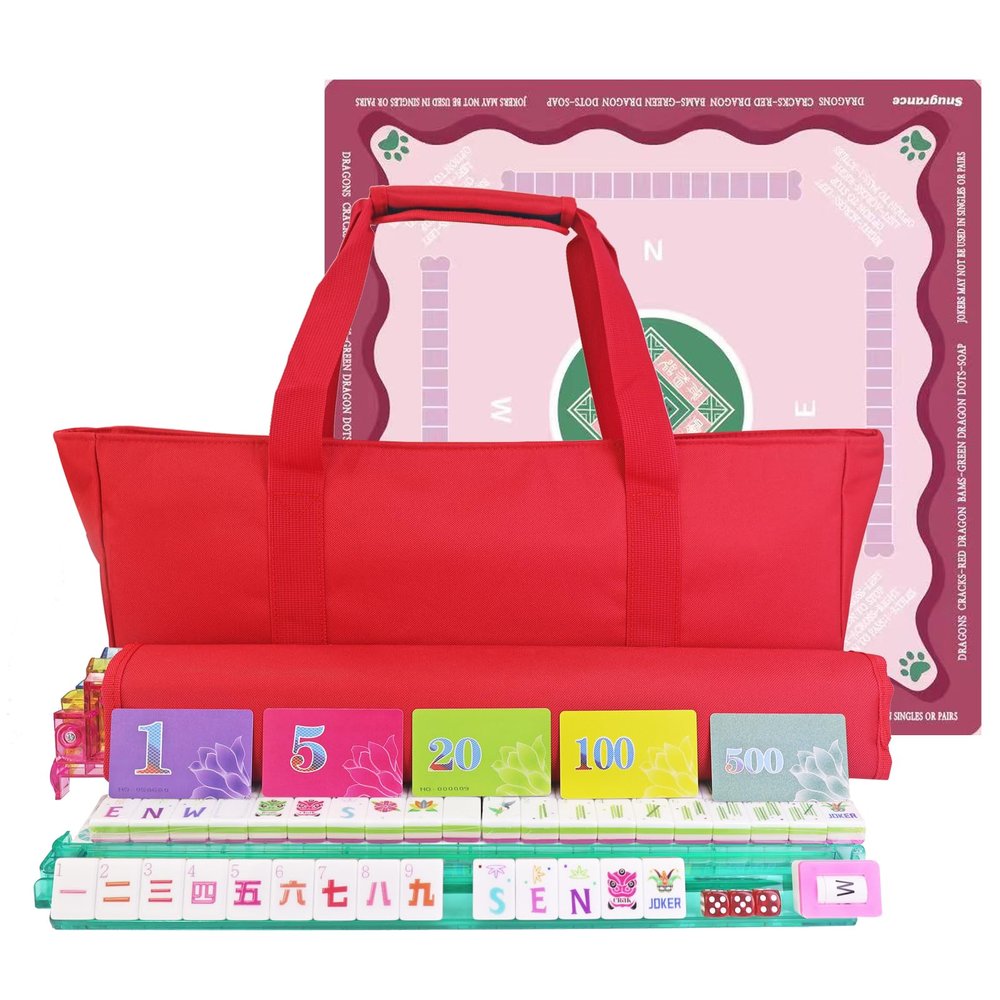 American Mahjong Game Set, Portable Carrying Bag,Acrylic 160 Tiles,Western Mahjong Tiles Set,Complete Ma Jong Set (Acrylic - Full Set)