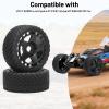 1/8 1/7 RC On Road Tires, daitoku 17mm Hex RC Car Tires and Wheels for 1/8 1/7 ARRMA Losi Kyosho GT2 W10 Tamiya HPI WR8 HSP - Black view 3