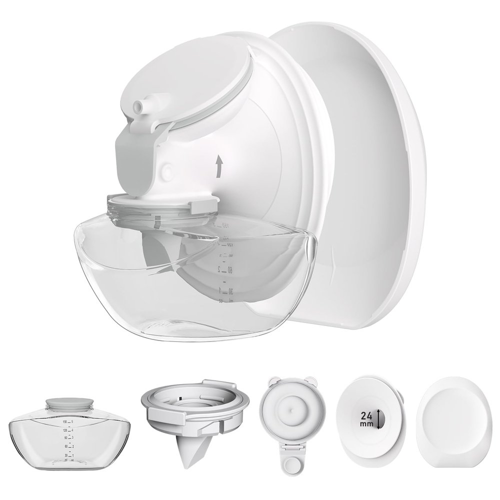 1 Pack M9 Full Set Breast Replacement Part for Momcozy Upgraded Mobile Flow | Upgraded M9, Including 24mm Flange, Gray Valve, Gray Diaphragm,Storage Bottle with Lip,Not Original Parts,One Overall-24mm