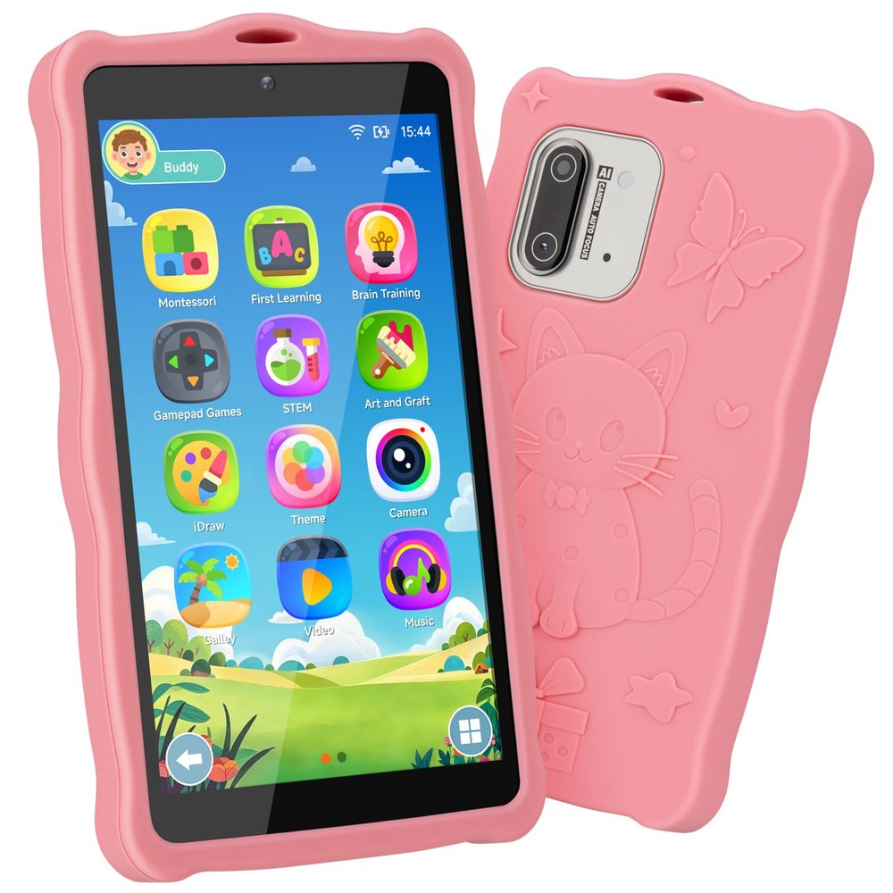 5.50" Touchscreen Kids Toys Smart Phone, Kids Phone with Games & Dual Camera, Toddler Toys Phone, Boys and Girls Learning Toy Phone for 3-9 Years Old (Pink)