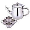 Kids Tea Set Includes Portable 330ml Stainless Steel Long Spout Teapot with Filter Screen and 4 70ml Cups for Children Camping Home Gifts Kids Tea Set, Small Teapot, Stainless Steel view 3