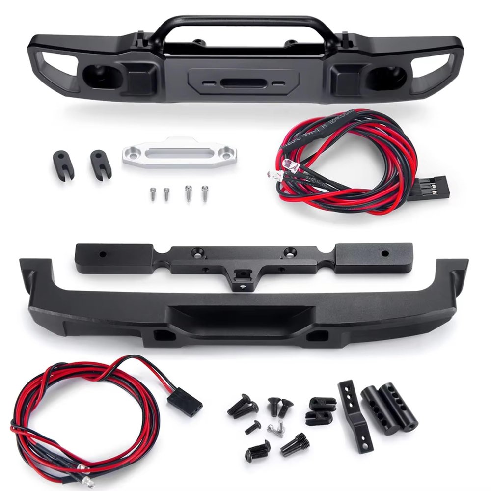 Lighting Rc Car Spot For Axial For SCX10 III AXI03006 For Gladiator AXI03007 For Wrangler 1/10 Metal Front Rear Bumper With Light RC Crawler Car Parts(Front and Rear)